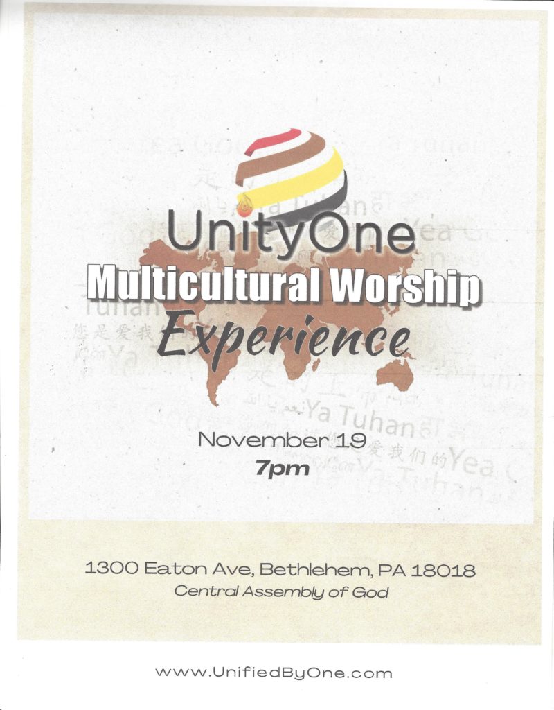 Unity Worship Service Program Unity One Multicultural Worship Experience – Saturday, November 19th at ...